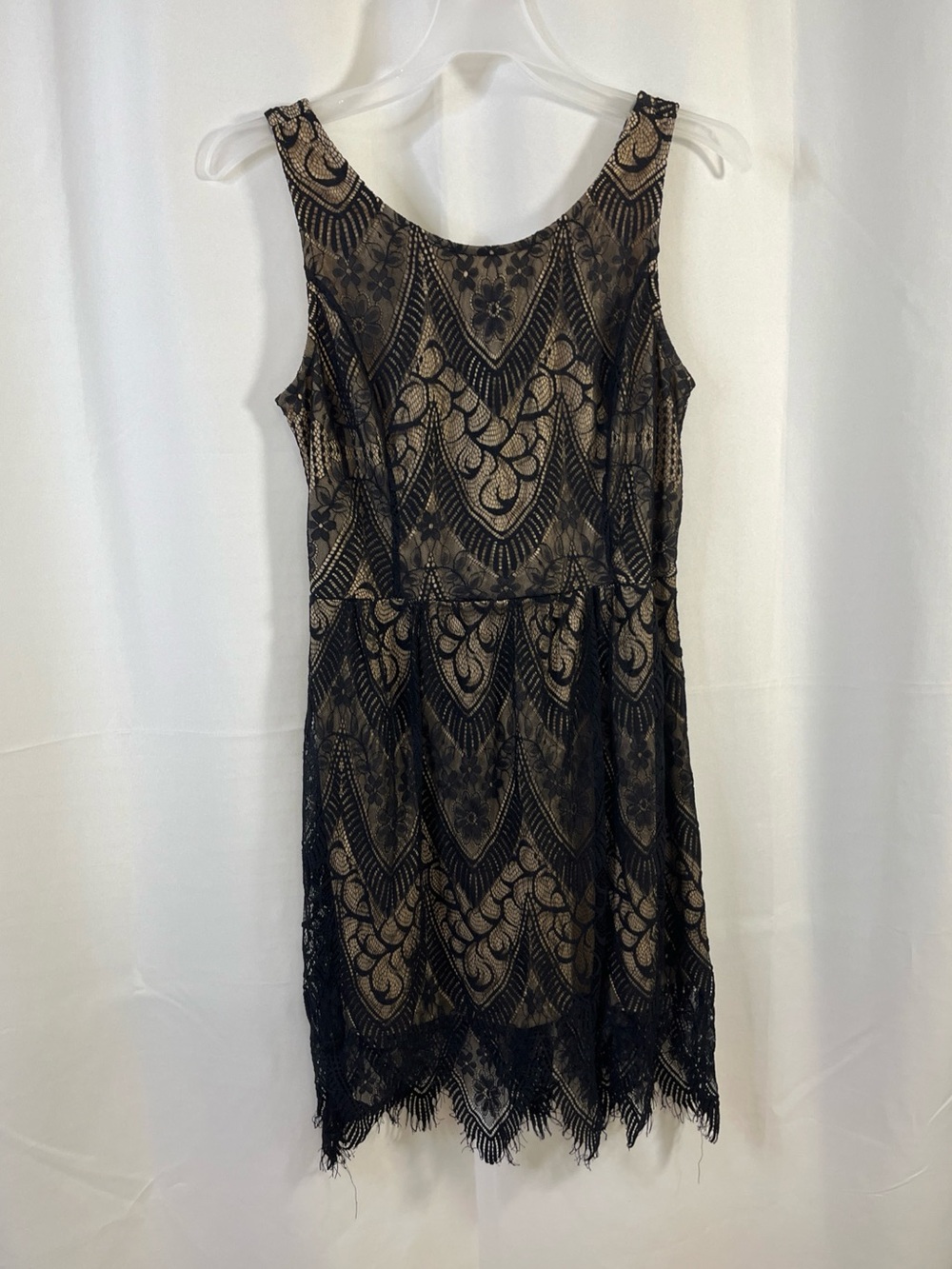 NWOT Pinky sleeveless A-line fit&flare black lace with gold tone lining Dress XL